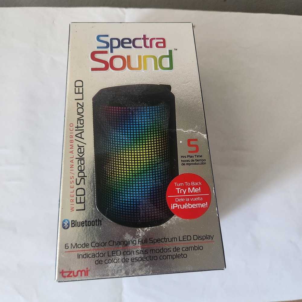 SpectraSound Portable Bluetooth Speaker With Color Changing LED display